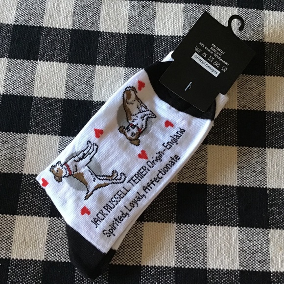 NWT HWA YU Women I ❤️ My JACK RUSSELL TERRIER Dog Crew Socks Size 9-11 - Picture 2 of 2